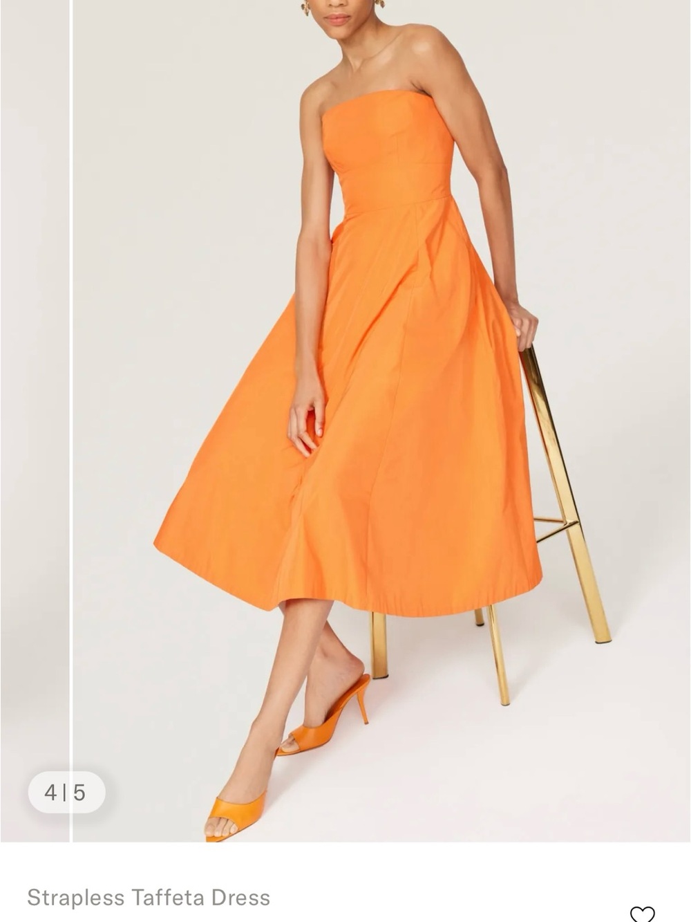 kate spade Strapless Taffeta Midi Dress in Bright Orange